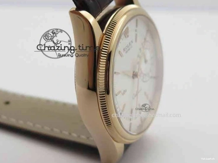 Dial White Stick Brown Best Leather A3165 Strap VF Date Cellini Edition Markers On RG 0910